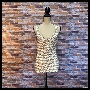 White House Black Market Cream and Brown Tank Top